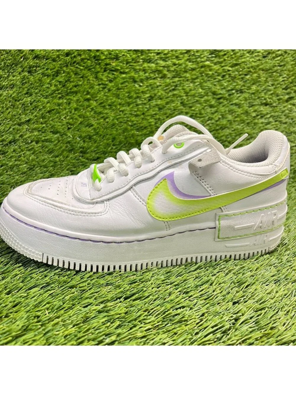 Nike Air Force 1 Shadow Low Womens Size 8.5 White Green Athletic Shoes Sneakers
